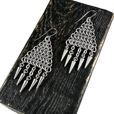 THORN Triangle Fringe Chandelier Earrings