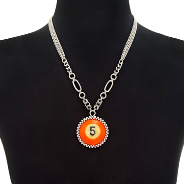 SUMMER GEMSTONE 2024 Round Orange #5 Billiard Ball Pendant