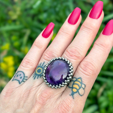 SUMMER GEMSTONE 2024 Oval Amethyst Ring: Size 9-9.25