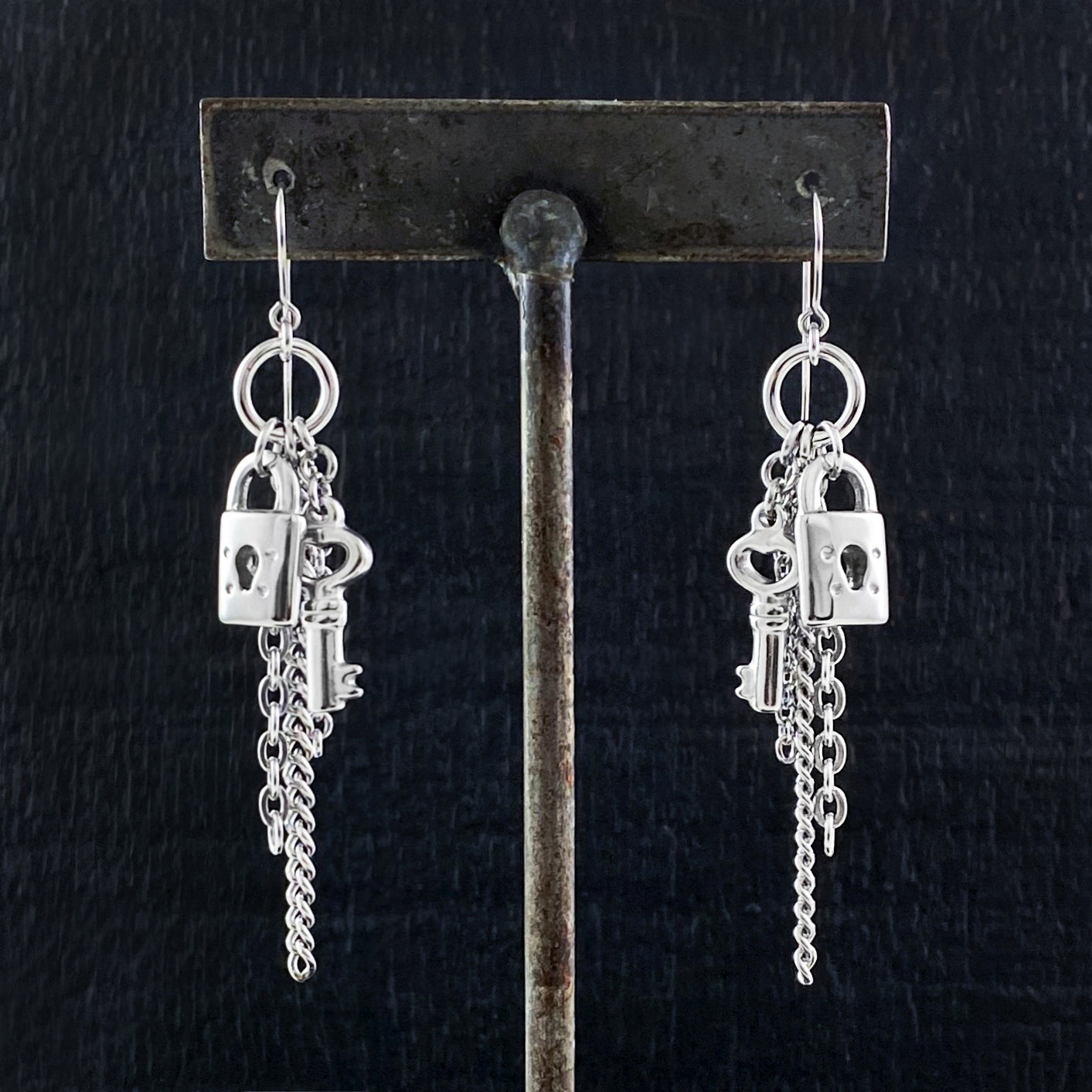 lock + key earrings